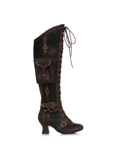 Ingrid Multi Pocket Steampunk Womens Black Boots