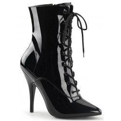 Seduce 1020 5 Inch Heel Black Patent Ankle Boots