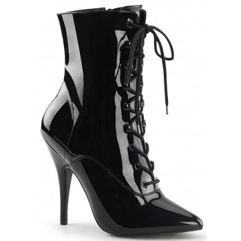 Seduce 1020 5 Inch Heel Black Patent Leather Ankle Boot