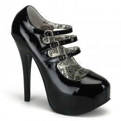 Triple Strap Black Teeze Platform Mary Jane Pump