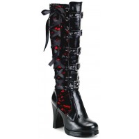 Crypto Lace Overlay Knee Boots