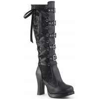 Crypto Black Lace Overlay Knee Boots