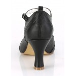 Flapper Black Kitten Heel T-Strap Pump