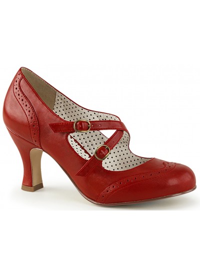 Cross Strap Flapper Red Vintage Heel Shoes