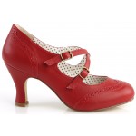 Cross Strap Flapper Red Vintage Heel Shoes