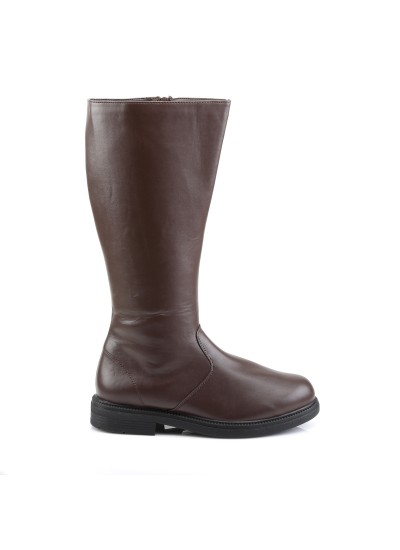 Captain Mid Calf Plain Brown Boots