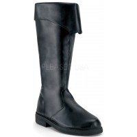 Captain Mid Calf Cuffed Black Boots