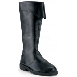 Captain Mid Calf Cuffed Black Boots