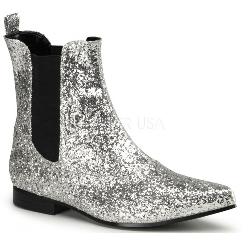 Chelsea Silver Glitter Mens Booties 