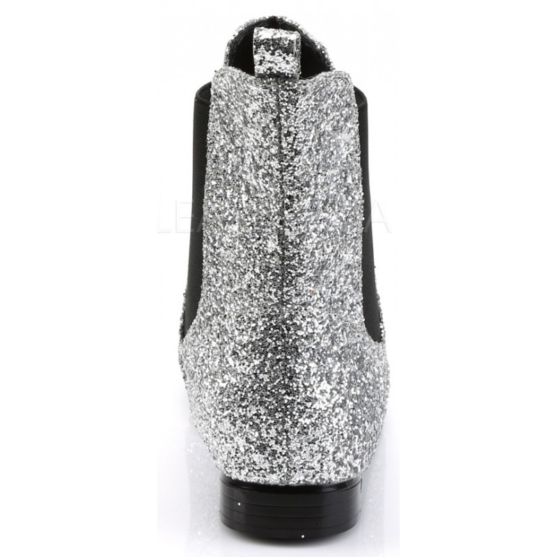 Chelsea Silver Glitter Mens Booties 