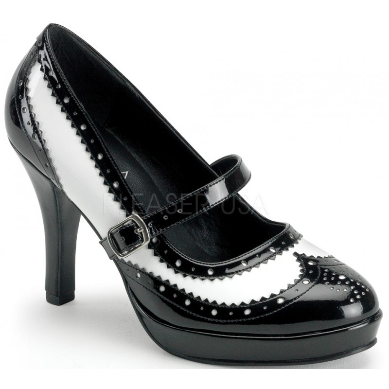 black and white spectator pumps