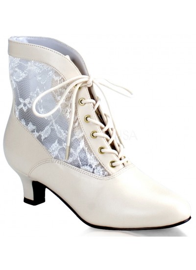 Victorian Dame Ivory Ankle Boots