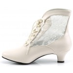 Victorian Dame Ivory Ankle Boots