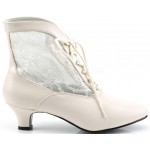 Victorian Dame Ivory Ankle Boots