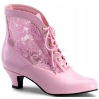 Victorian Dame Baby Pink Ankle Boots