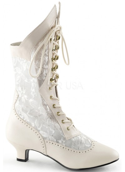 Victorian Dame Ivory Lace Boots