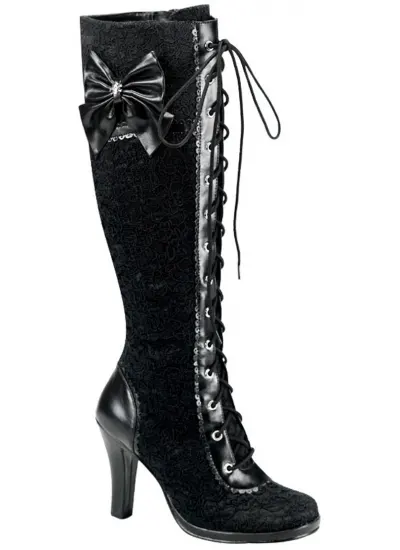 Glam Lace Overlay Knee Boots