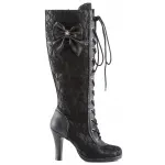 Glam Lace Overlay Knee Boots