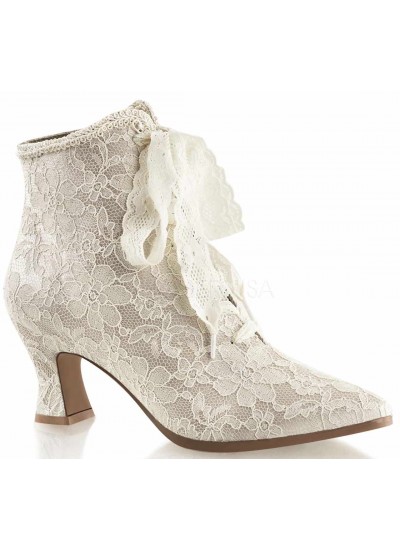 Victorian Jane Champagne Lace Ankle Boots