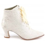 Victorian Jane Champagne Lace Ankle Boots