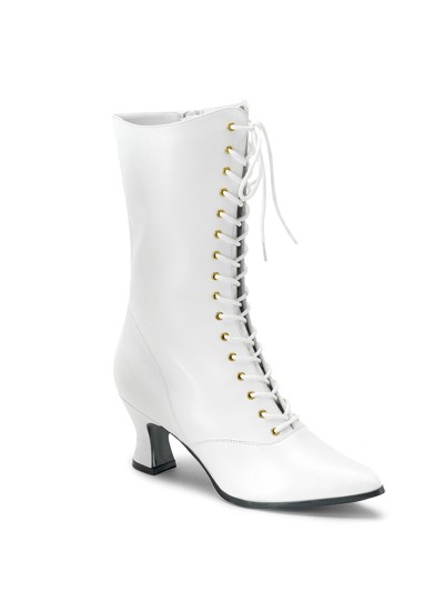 White Victorian Steampunk Ankle Boots