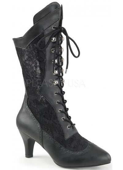 Divine Wide Width Black Victorian Platform Boots