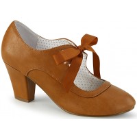 Wiggle Vintage Style Mary Jane Shoes in Caramel